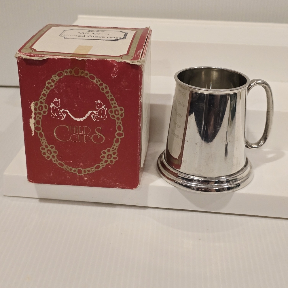 Vintage Watt And Wallace limited Pewter Child’s Cup Engraved All Gone
